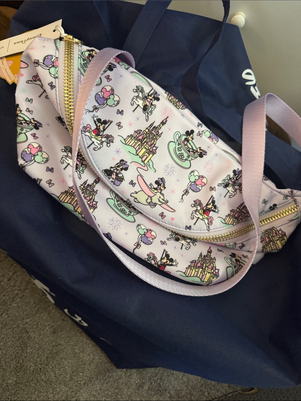 Stoney Clover Lane Disney Pastel Purple Castle Print Crossbody Jumbo Waist Bag